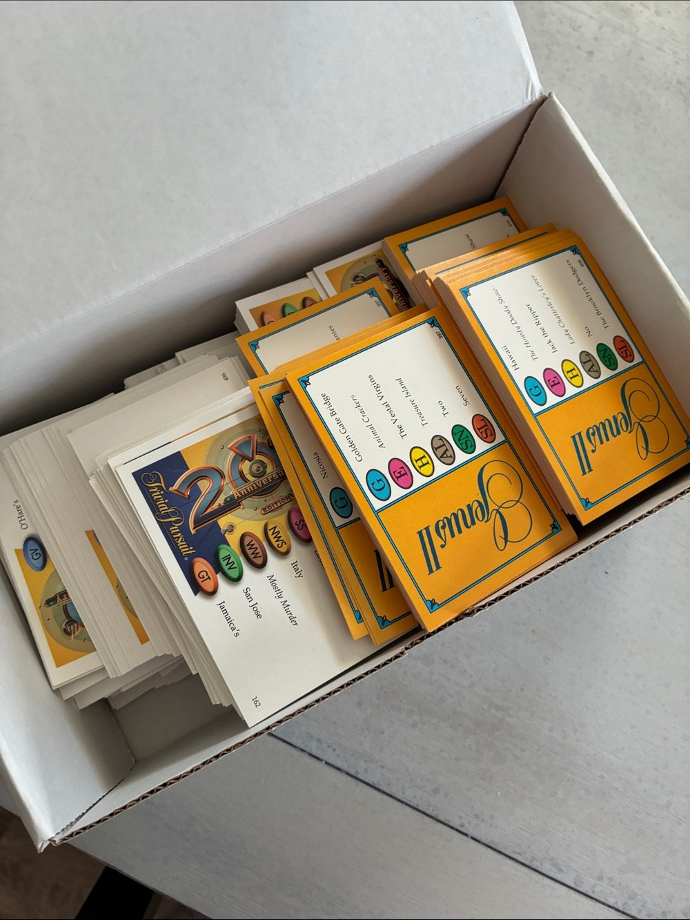 Trivial pursuit cards